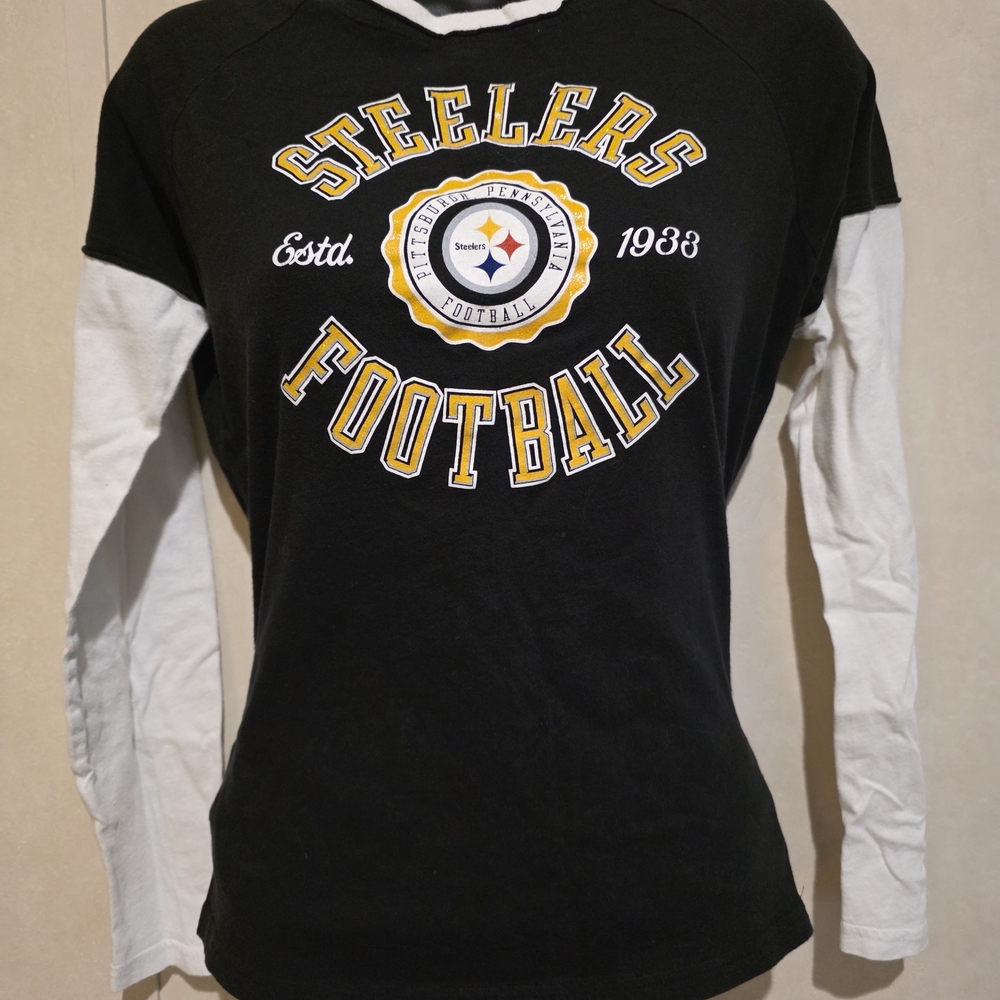 Reebok Steelers Football Kids Long Sleeve Shirt - Black and White